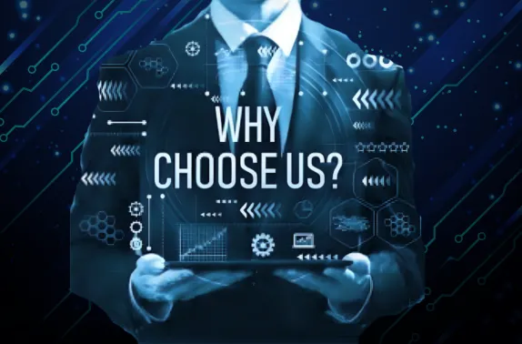 Business professional holding digital tablet with futuristic graphics, representing expertise and trust in real estate digital marketing services